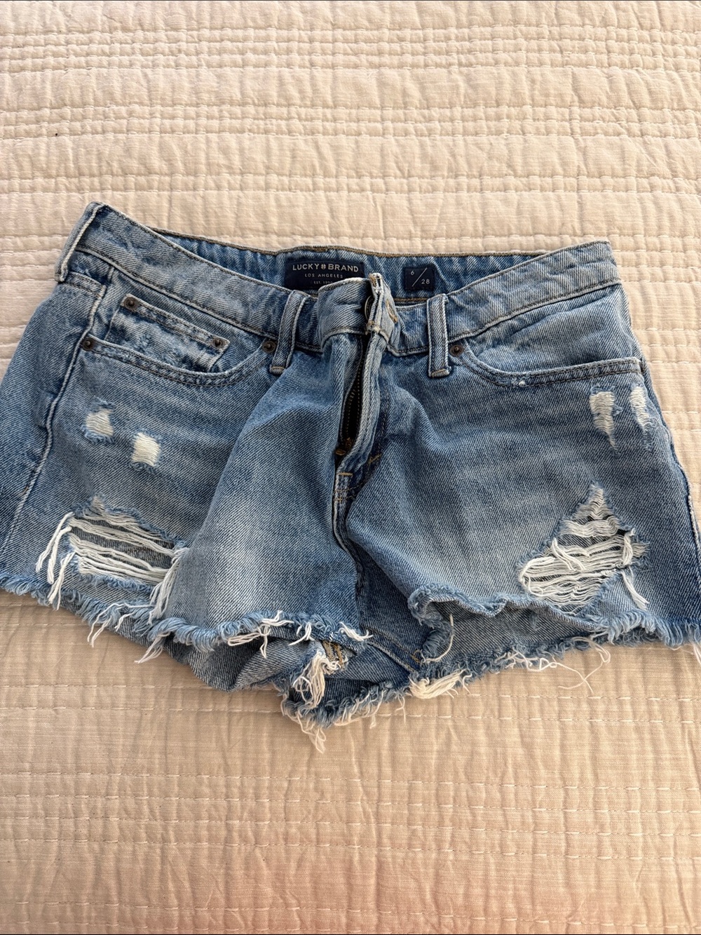 Lucky Brand Women's Light Blue Distressed Denim Cutoff Shorts